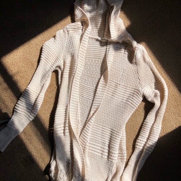 Cream Cardigan with Hood Size Medium